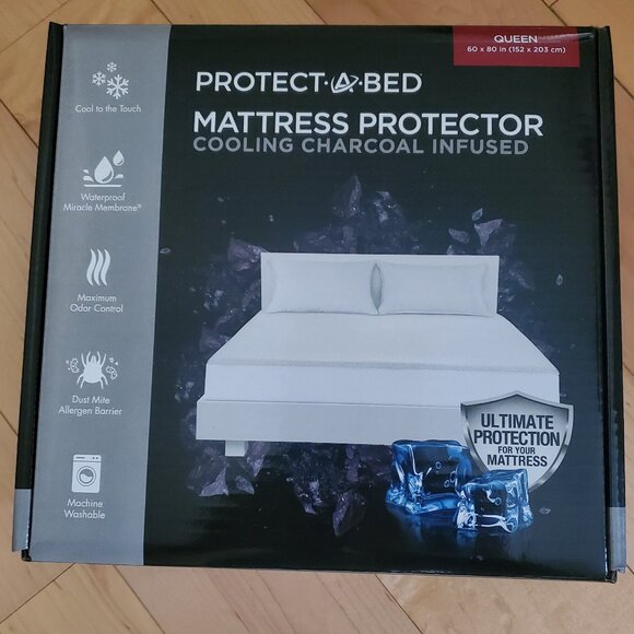 Protect A Bed Mattress Protector Cooling Charcoal Infused Queen Size - Picture 1 of 5